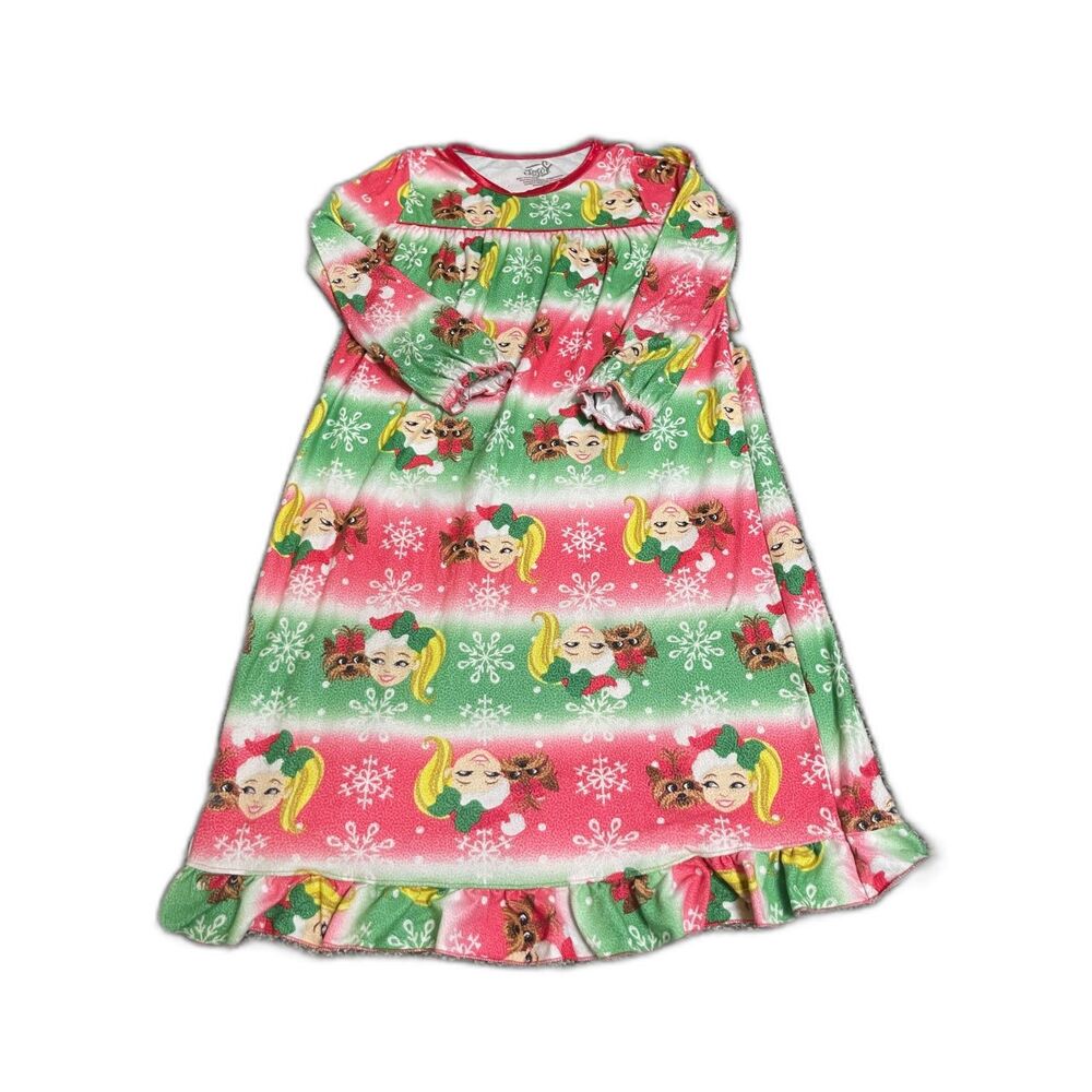 Nickelodeon JoJo Siwa Girls' Christmas Holiday Flannel long sleeve Nightgown M